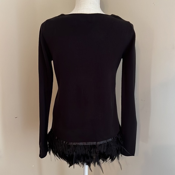 Black Pullover Long Sleeve with feathers Size: S - Picture 2 of 6